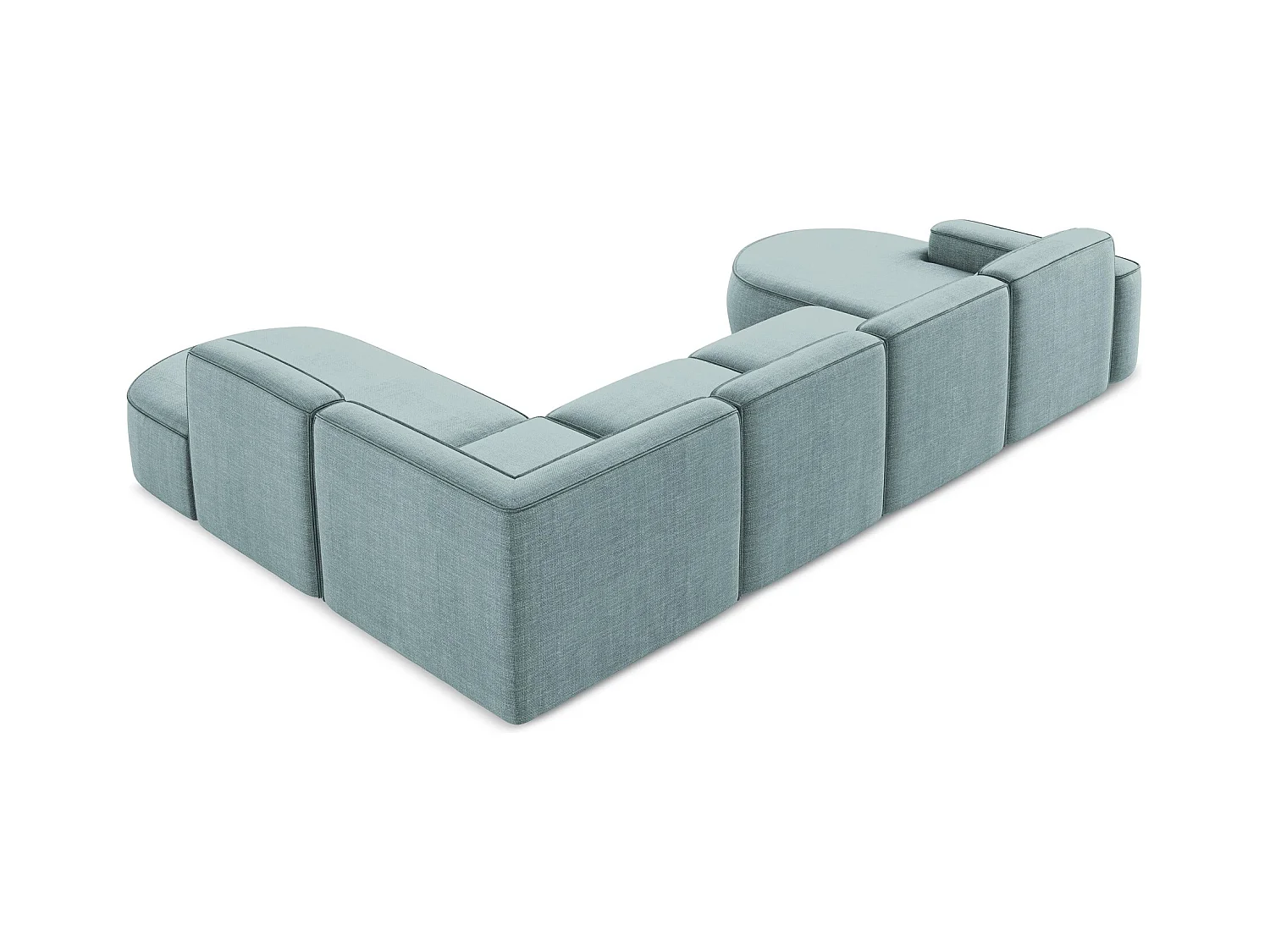 Canapé panoramique 5 places modulaire en tissu texturé - jeans - OMAO