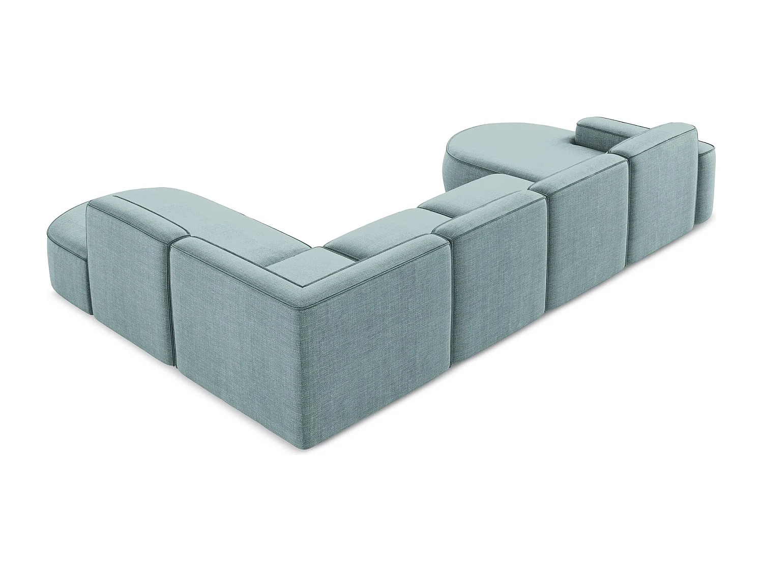 Canapé panoramique 5 places modulaire en tissu texturé - jeans - OMAO