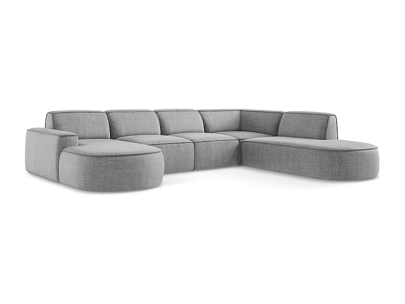 Sofa modułowa panoramiczna - z tkaniny strukturalnej - jasny szary - OMAO