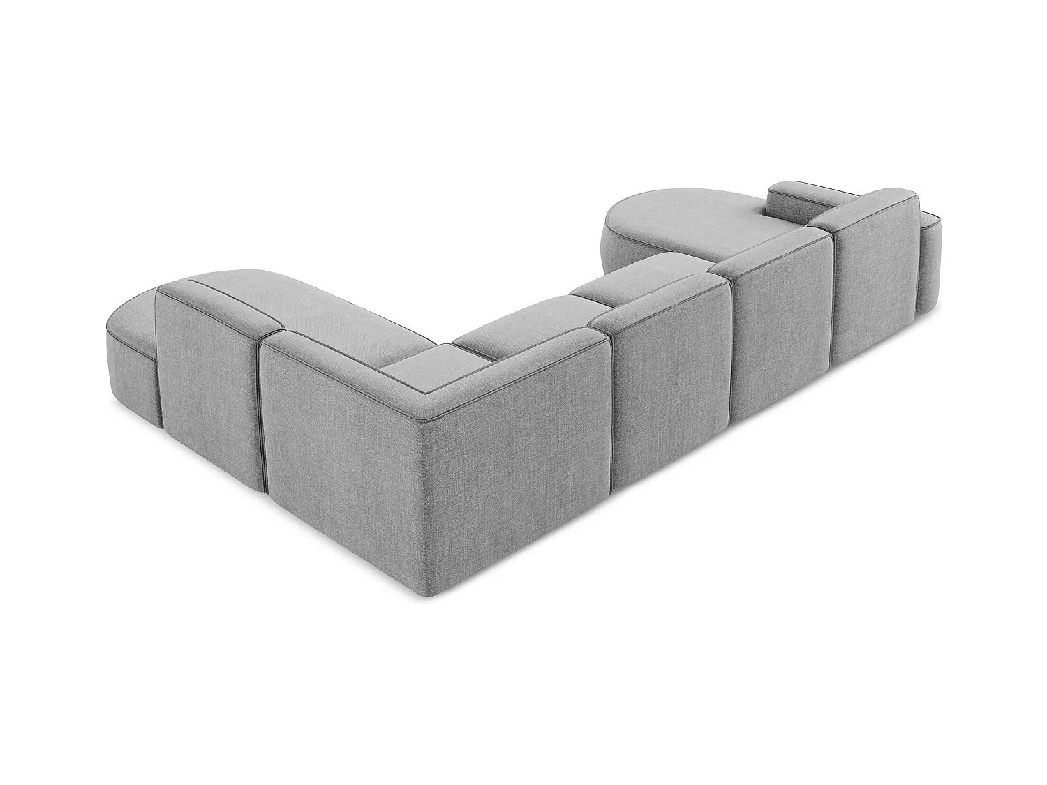 Canapé panoramique 5 places modulaire en tissu texturé - gris clair - OMAO