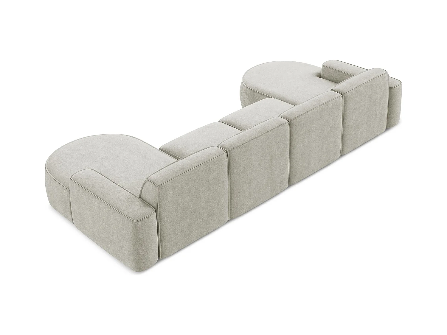 Canapé panoramique 4 places modulaire en tissu chenille - perle - OMAO