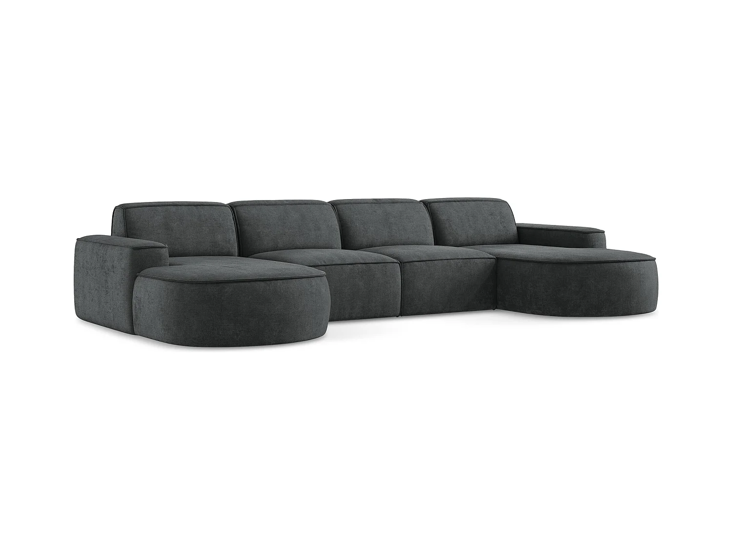 Modulares Wohnlandschaft - Chenille - Dunkelgrau - OMAO