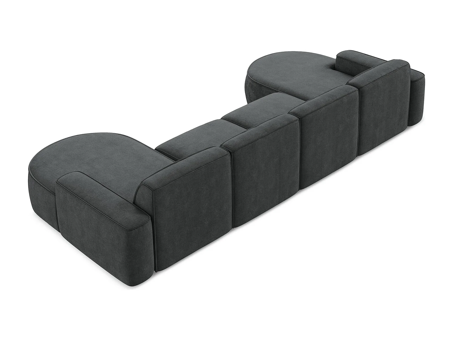 Canapé panoramique 4 places modulaire en tissu chenille - gris foncé - OMAO