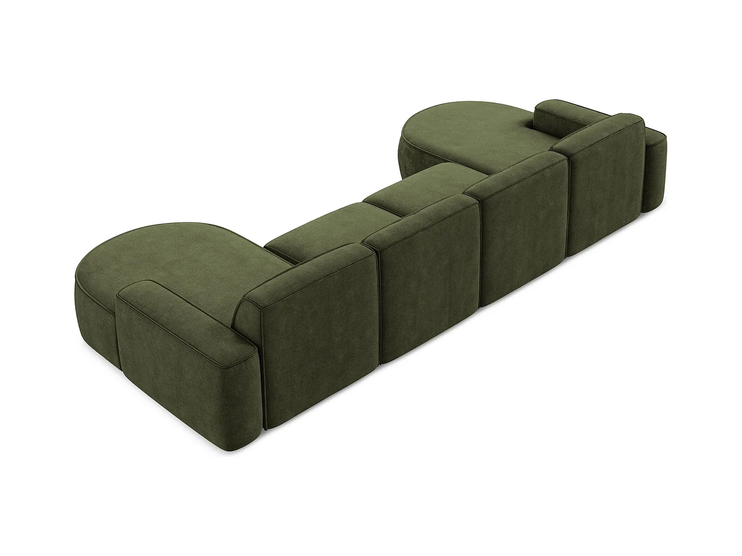 Canapé panoramique 4 places modulaire en tissu chenille - olive - OMAO