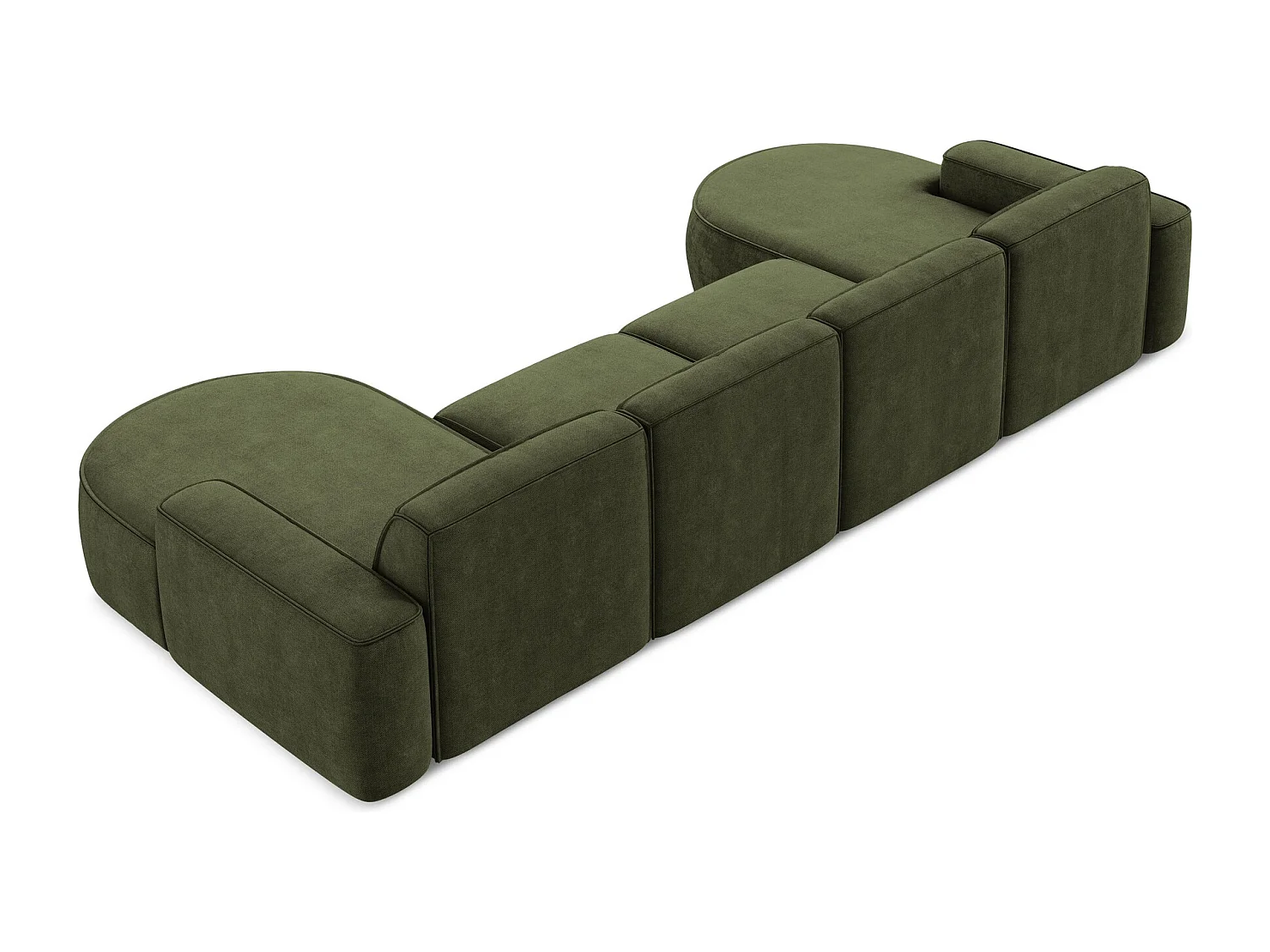 Canapé panoramique 4 places modulaire en tissu chenille - olive - OMAO