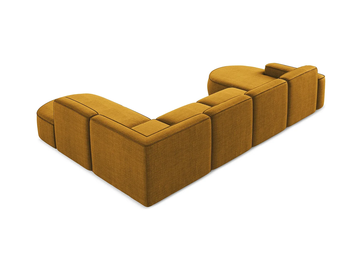 Canapé panoramique 5 places modulaire en tissu texturé - moutarde - OMAO