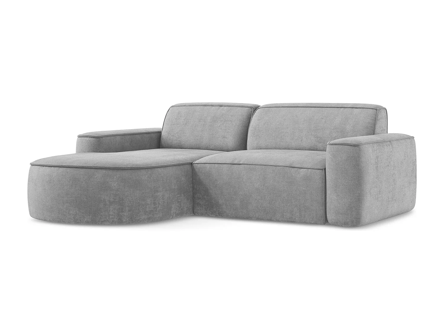 Canapé d'angle 2,5 places modulaire gauche en tissu chenille - gris clair - OMAO