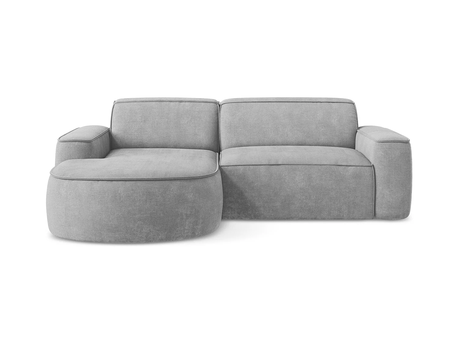 Canapé d'angle 2,5 places modulaire gauche en tissu chenille - gris clair - OMAO