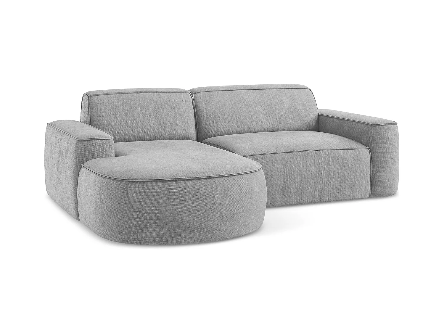 Canapé d'angle 2,5 places modulaire gauche en tissu chenille - gris clair - OMAO