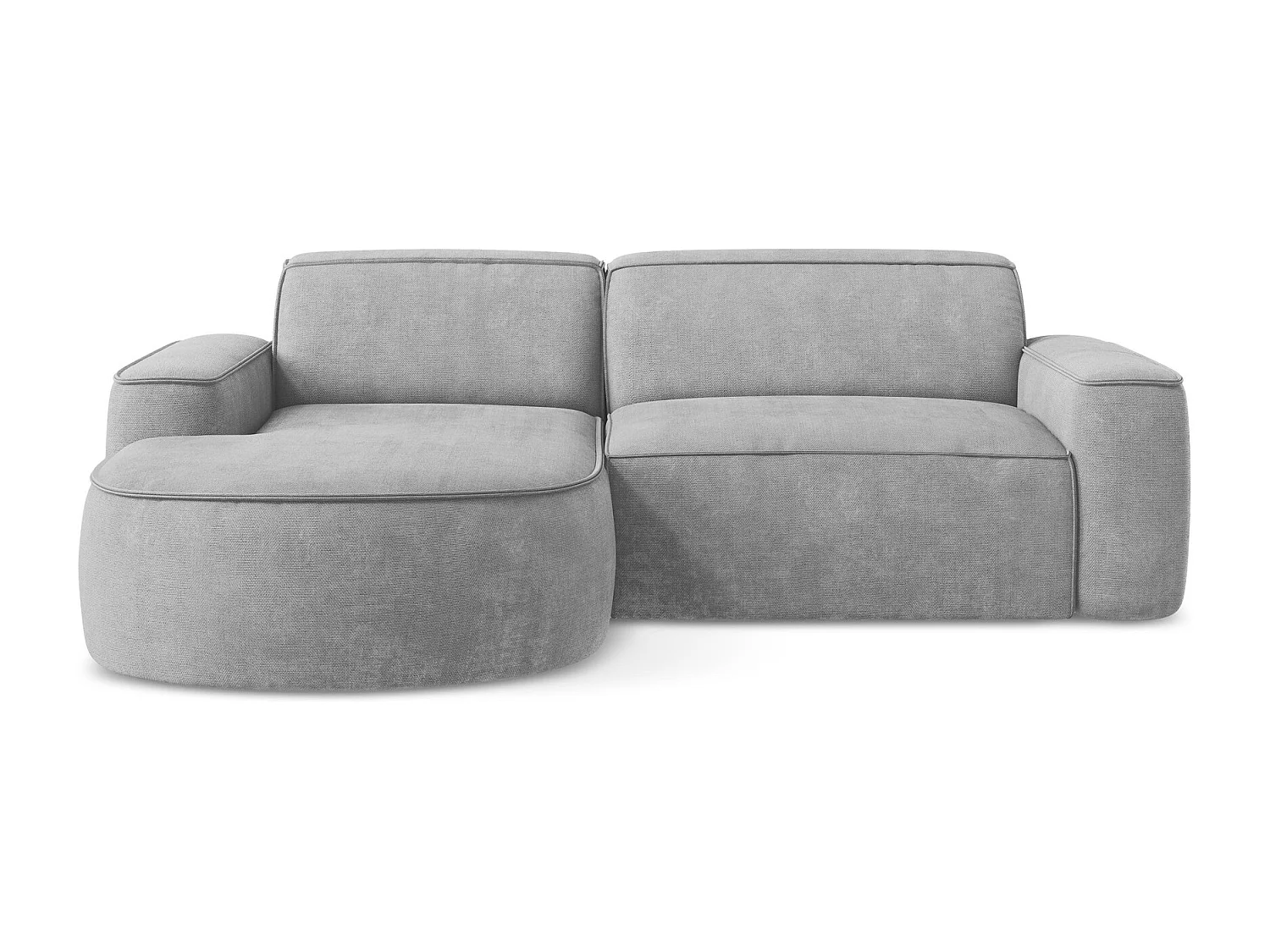 Canapé d'angle 2,5 places modulaire gauche en tissu chenille - gris clair - OMAO