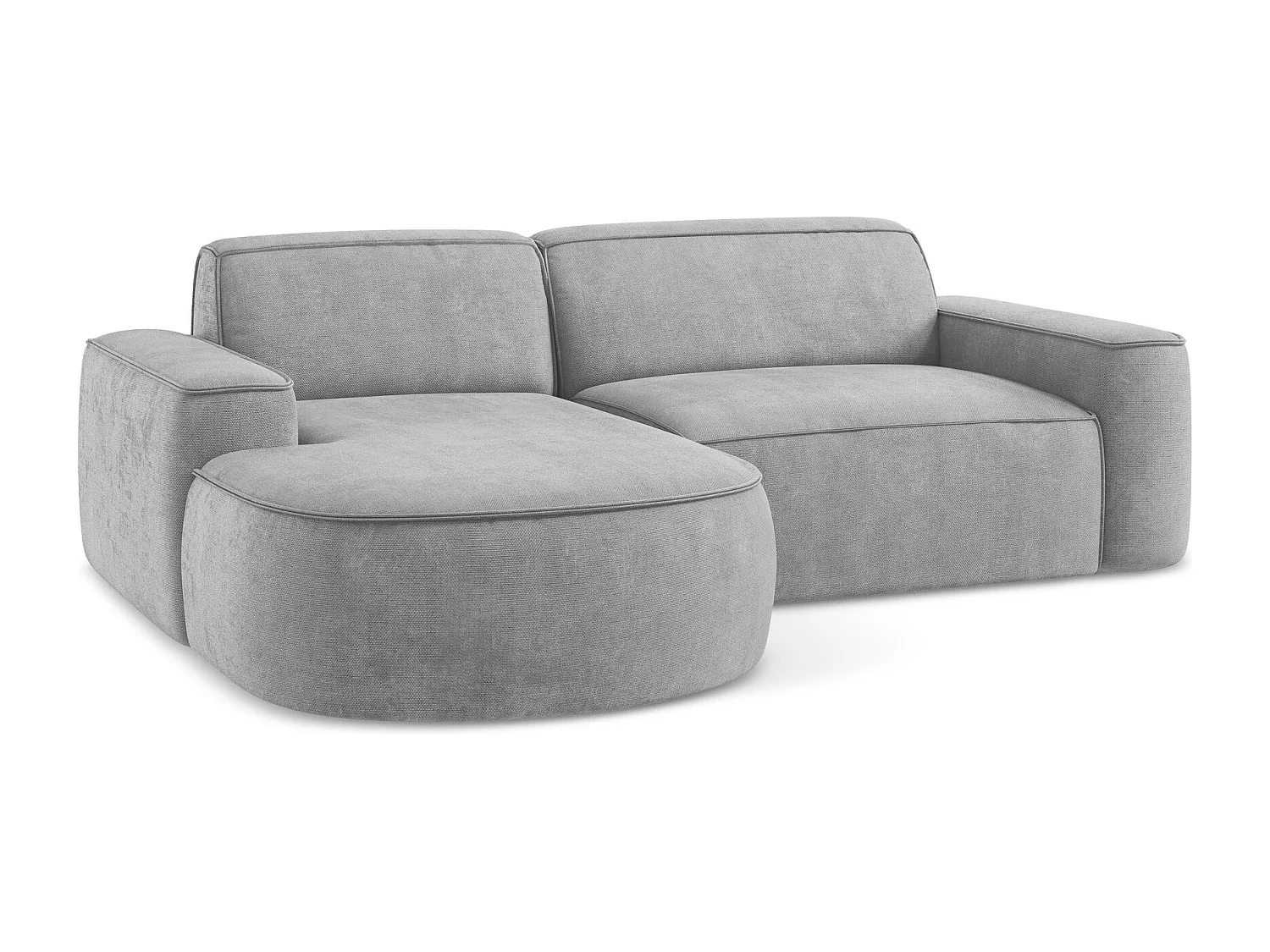 Canapé d'angle 2,5 places modulaire gauche en tissu chenille - gris clair - OMAO