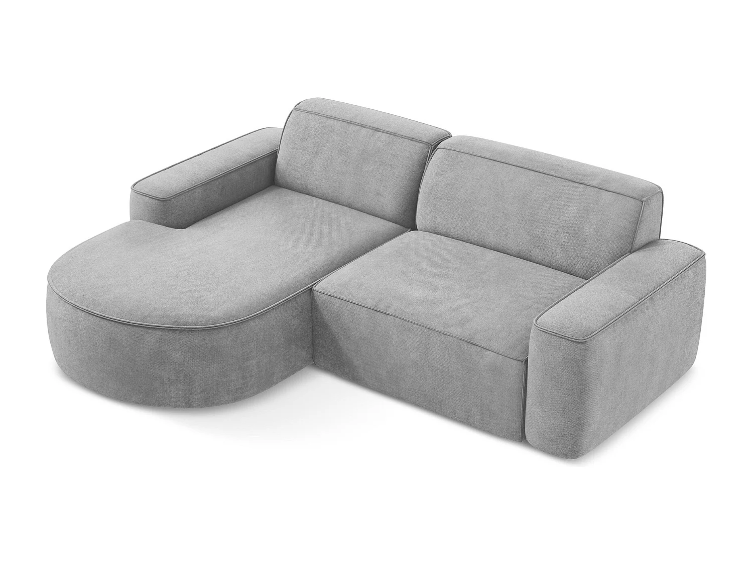 Canapé d'angle 2,5 places modulaire gauche en tissu chenille - gris clair - OMAO