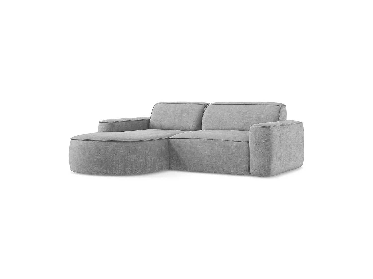 Canapé d'angle 2,5 places modulaire gauche en tissu chenille - gris clair - MELISSA