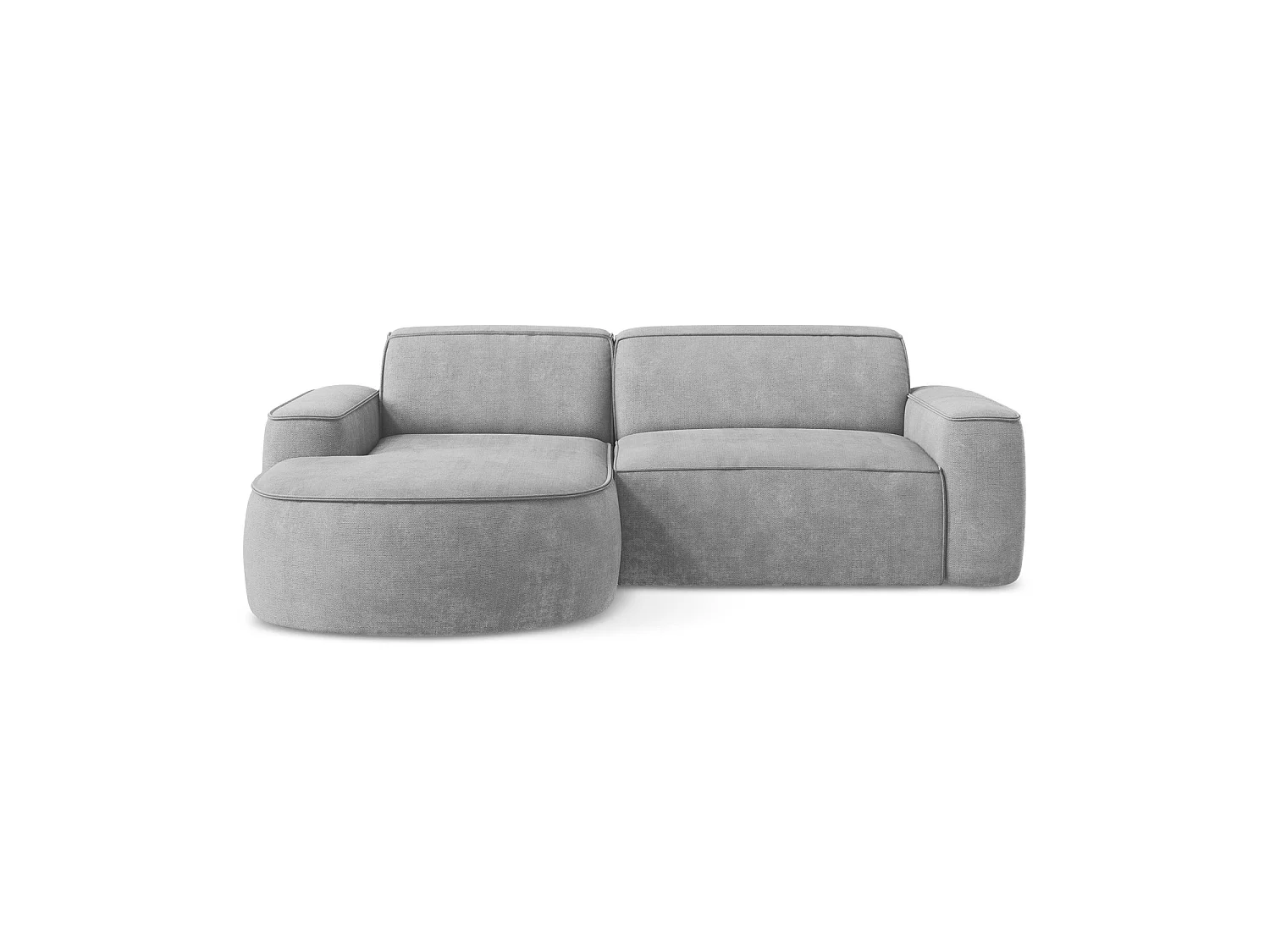 Canapé d'angle 2,5 places modulaire gauche en tissu chenille - gris clair - MELISSA