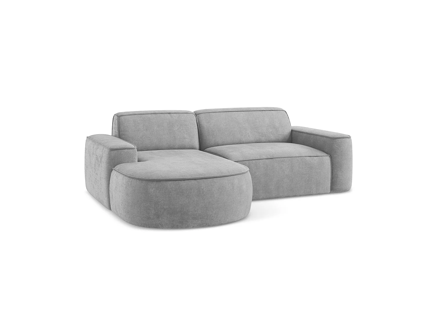 Canapé d'angle 2,5 places modulaire gauche en tissu chenille - gris clair - MELISSA