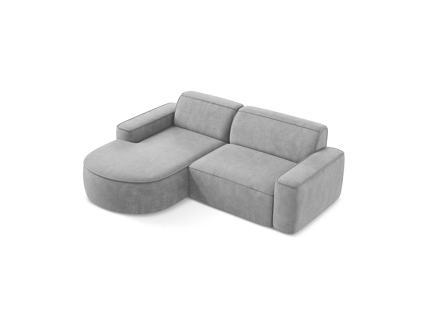 Canapé d'angle 2,5 places modulaire gauche en tissu chenille - gris clair - MELISSA