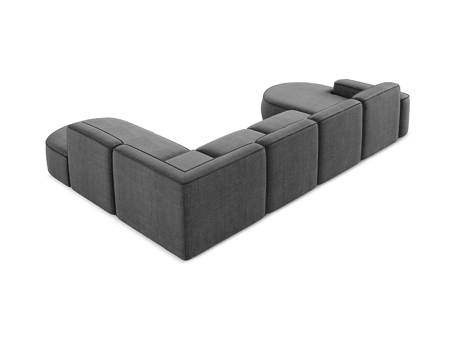 Canapé panoramique 5 places modulaire en tissu texturé - gris foncé - OMAO