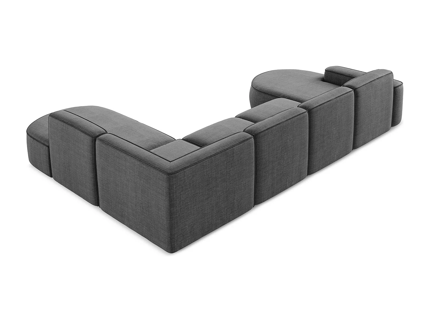 Canapé panoramique 5 places modulaire en tissu texturé - gris foncé - OMAO