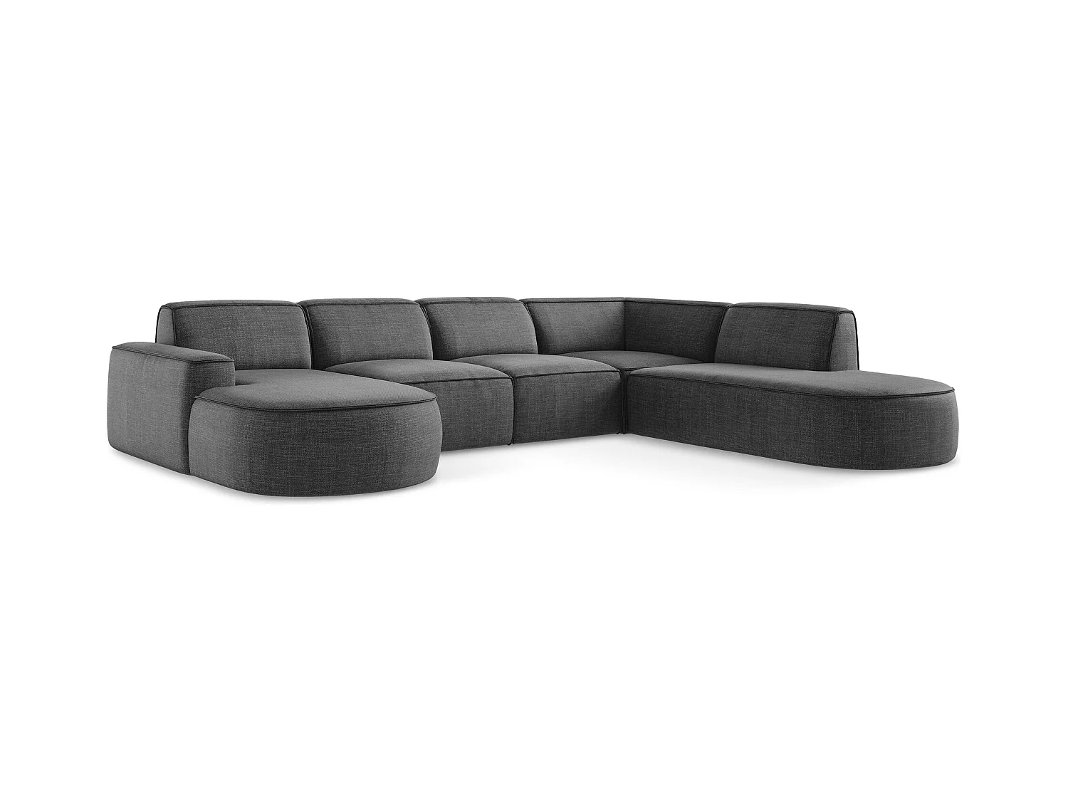 Modulares Wohnlandschaft - Strukturstoff - Dunkelgrau - OMAO