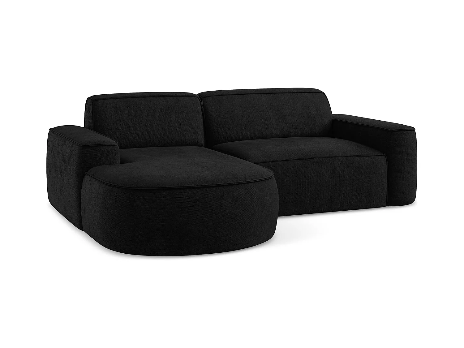 Canapé d'angle 2,5 places modulaire gauche en tissu chenille - noir - OMAO