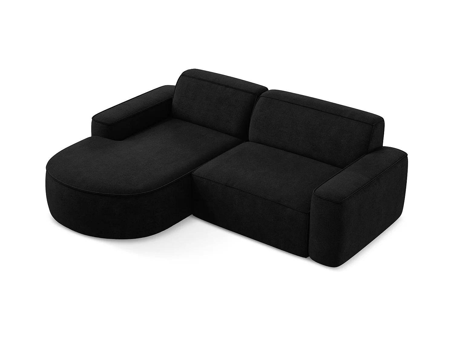 Canapé d'angle 2,5 places modulaire gauche en tissu chenille - noir - OMAO