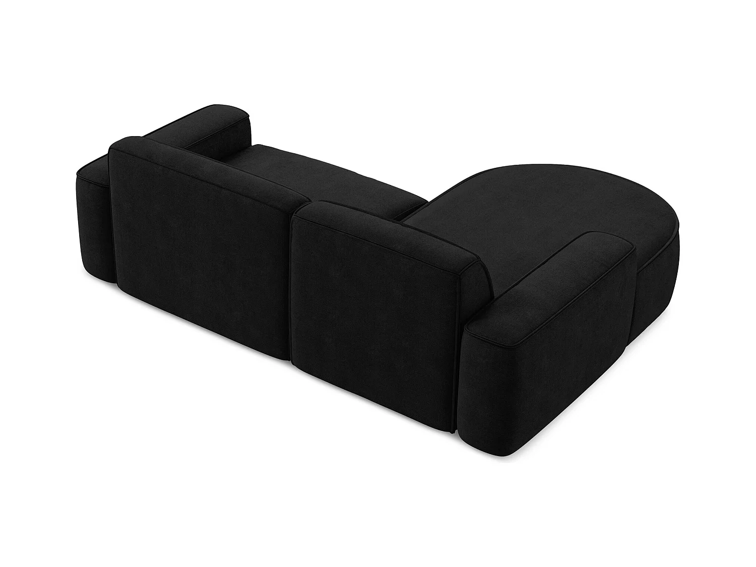 Canapé d'angle 2,5 places modulaire gauche en tissu chenille - noir - OMAO