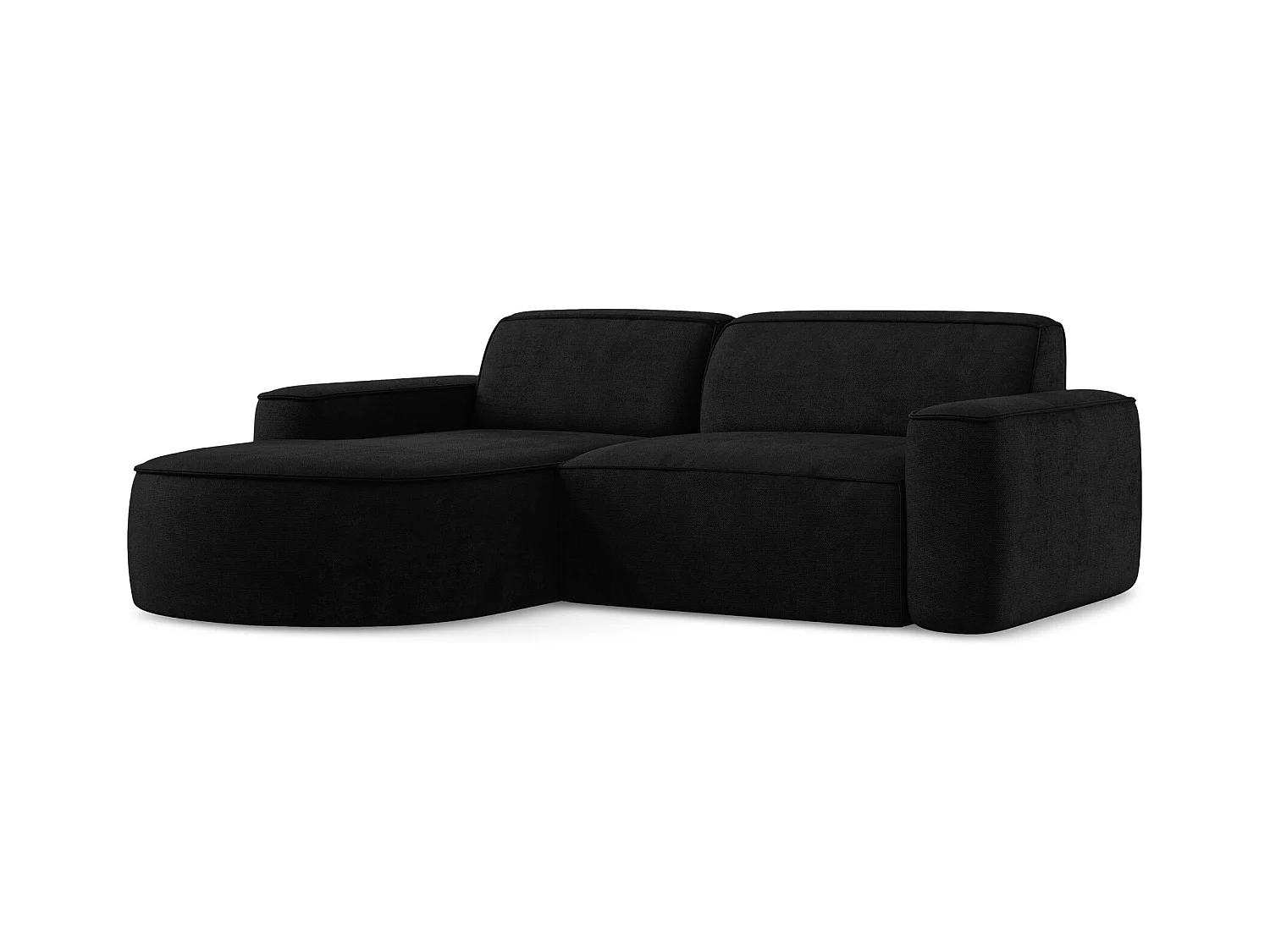 Canapé d'angle 2,5 places modulaire gauche en tissu chenille - noir - OMAO
