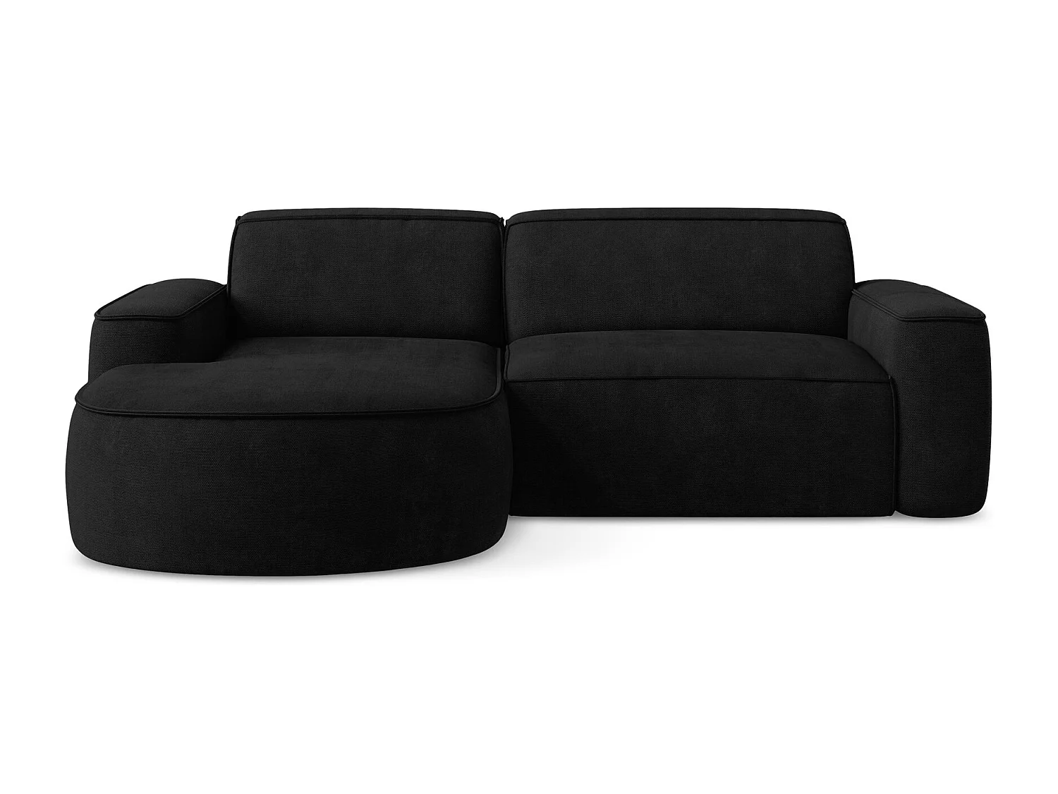 Canapé d'angle 2,5 places modulaire gauche en tissu chenille - noir - OMAO