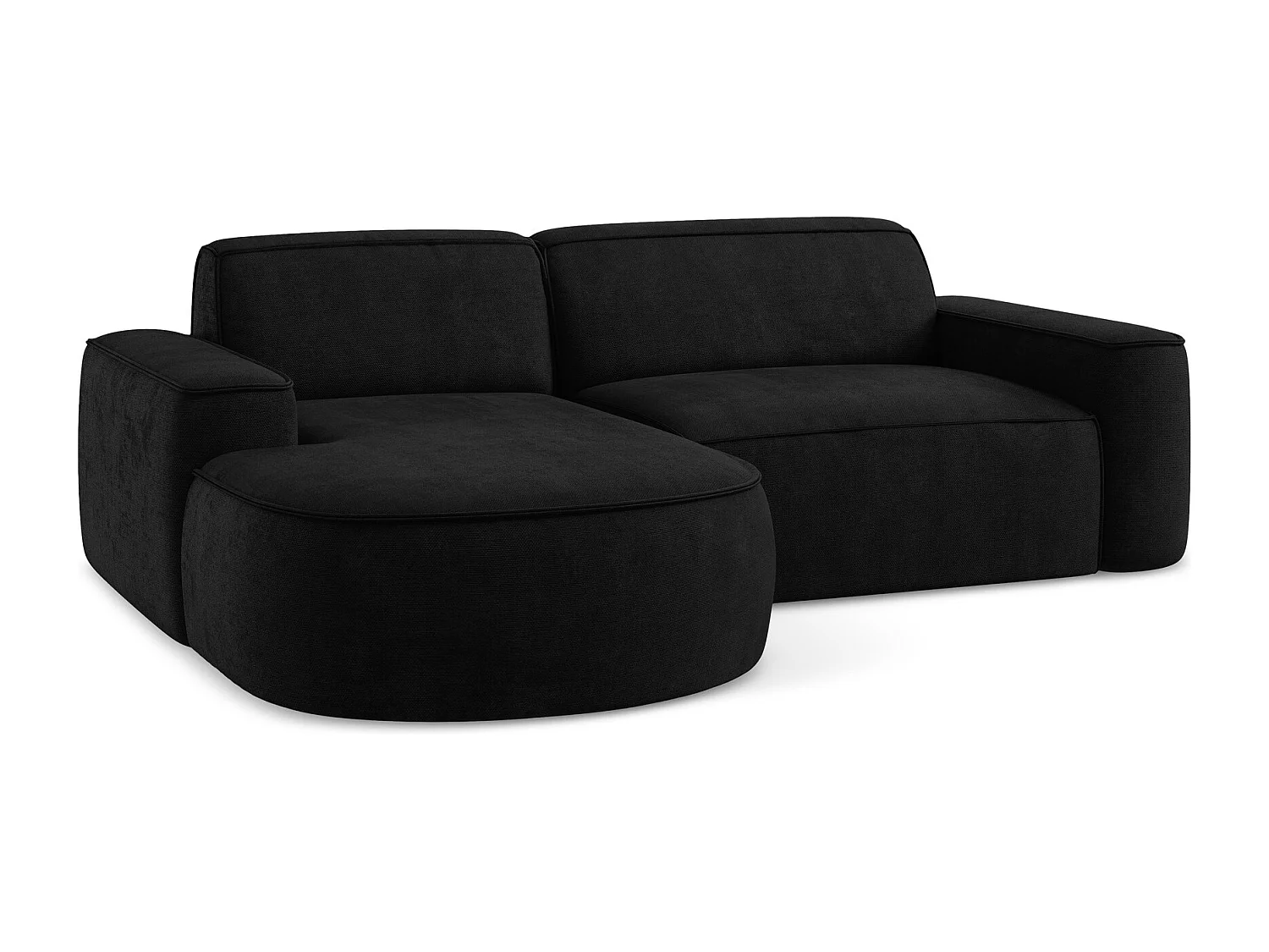 Canapé d'angle 2,5 places modulaire gauche en tissu chenille - noir - OMAO