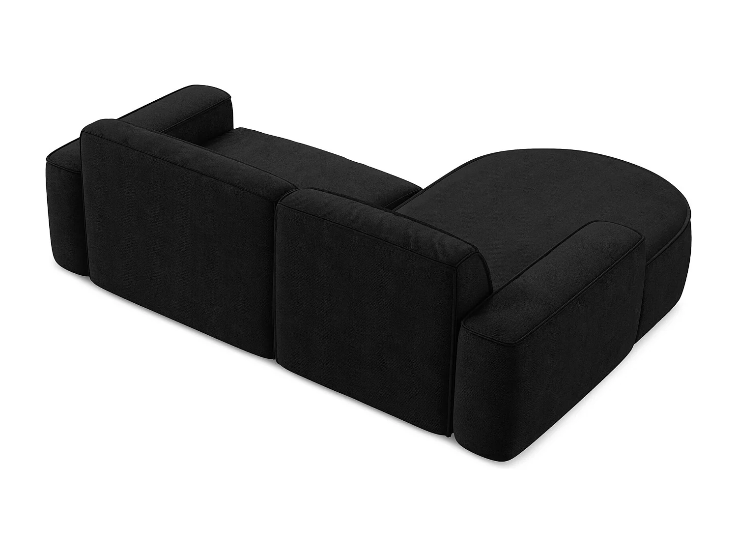 Canapé d'angle 2,5 places modulaire gauche en tissu chenille - noir - OMAO