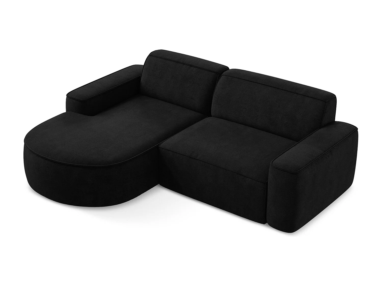 2,5-Sitzer Modulares Ecksofa - Ecke Links - Chenille - Schwarz - OMAO