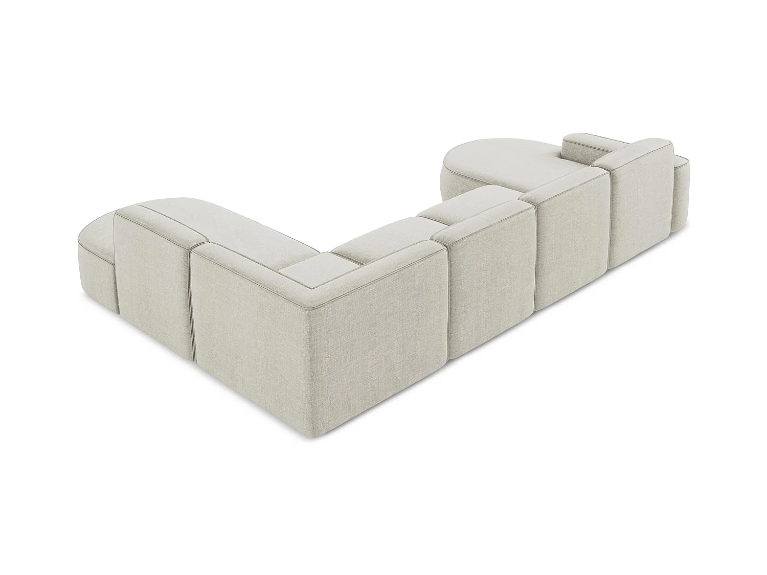 Canapé panoramique 5 places modulaire en tissu texturé - beige clair - OMAO