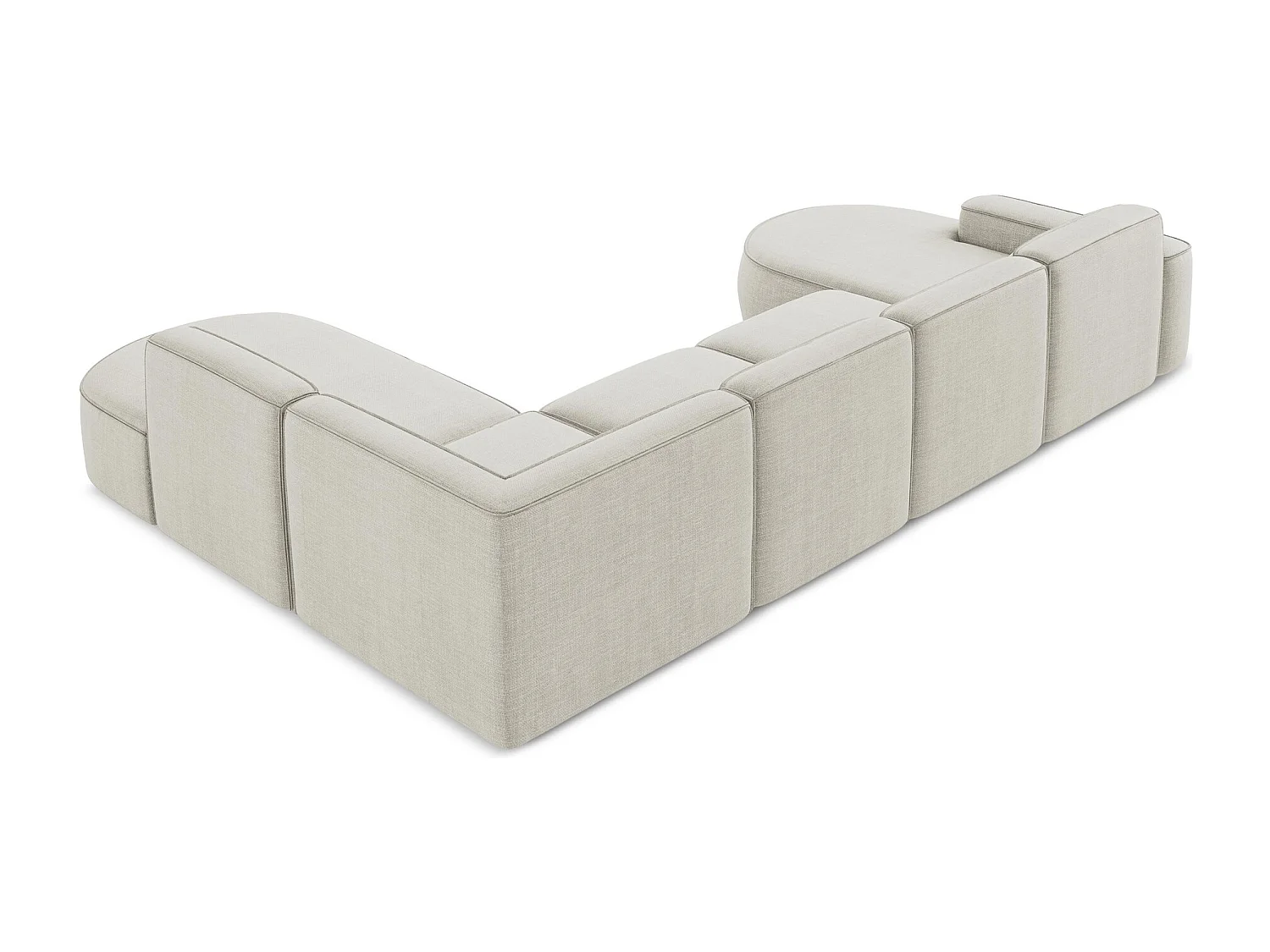 Canapé panoramique 5 places modulaire en tissu texturé - beige clair - OMAO