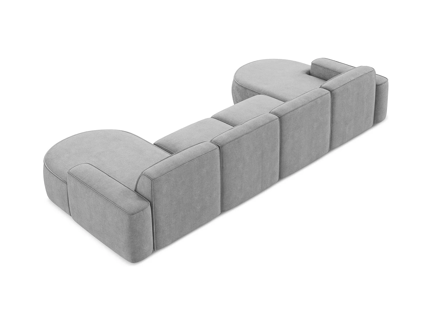 Canapé panoramique 4 places modulaire en tissu chenille - gris clair - OMAO