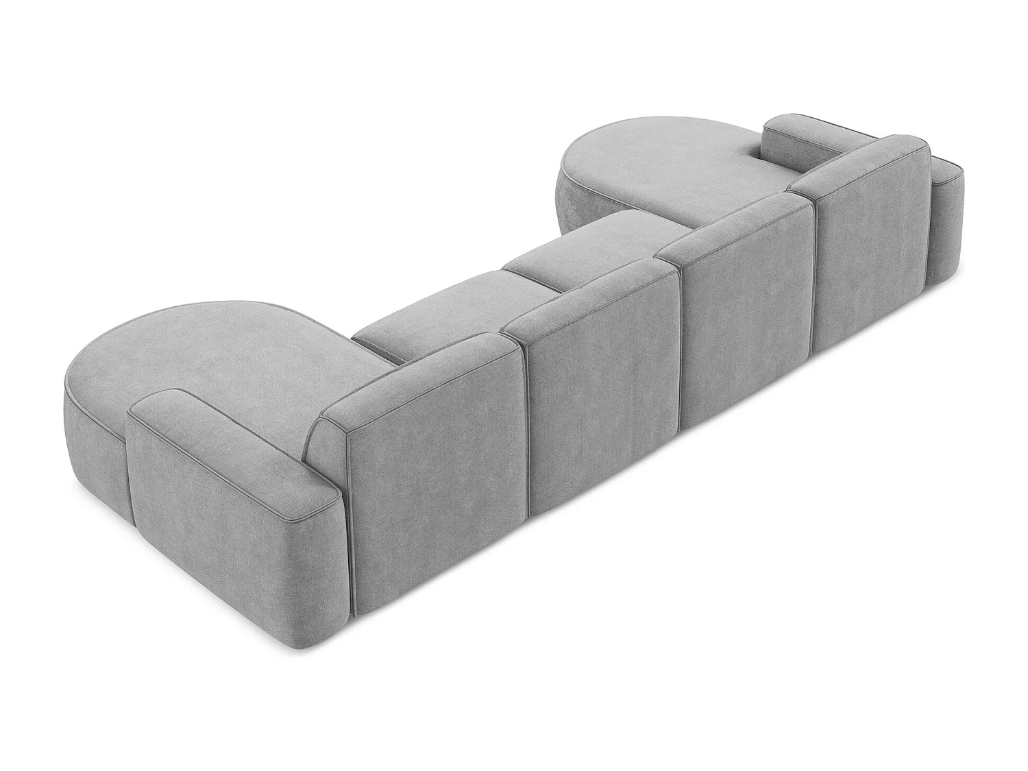 Canapé panoramique 4 places modulaire en tissu chenille - gris clair - OMAO