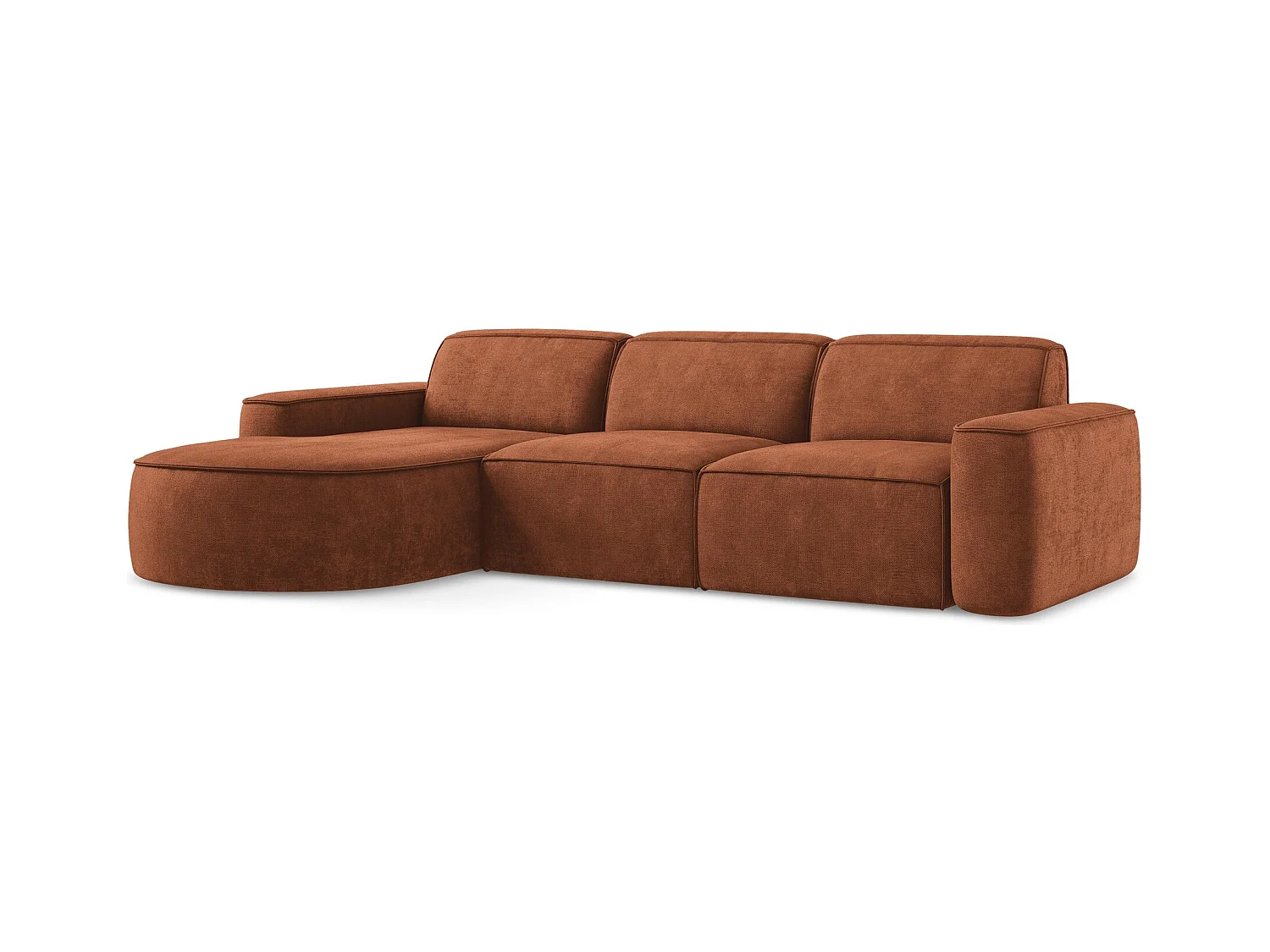 3-Sitzer Modulares Ecksofa - Ecke Links - Chenille - Terrakotta - OMAO