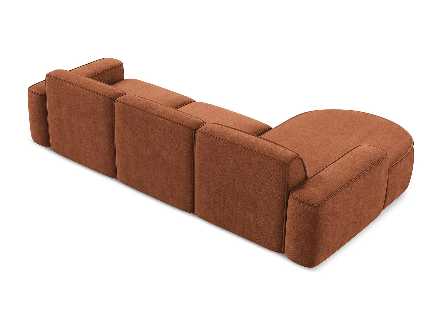 Modulaire hoekbank links van terracotta chenille stof - OMAO