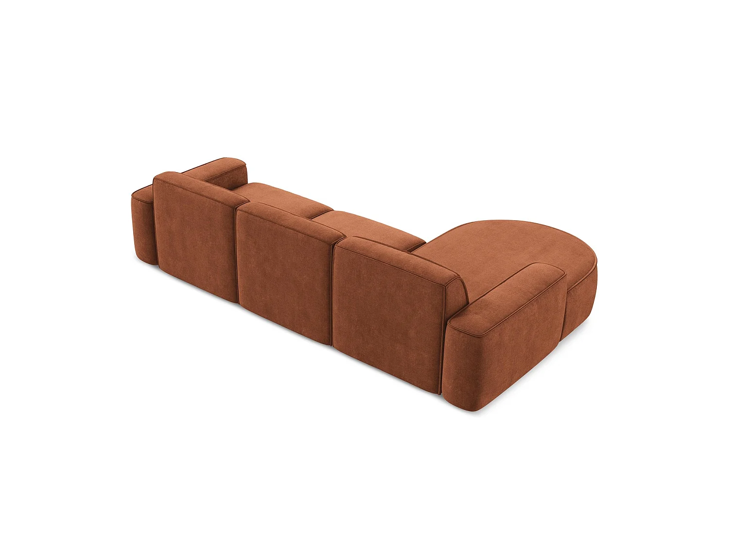 Canapé d'angle 3 places modulaire gauche en tissu chenille - terre cuite - MELISSA