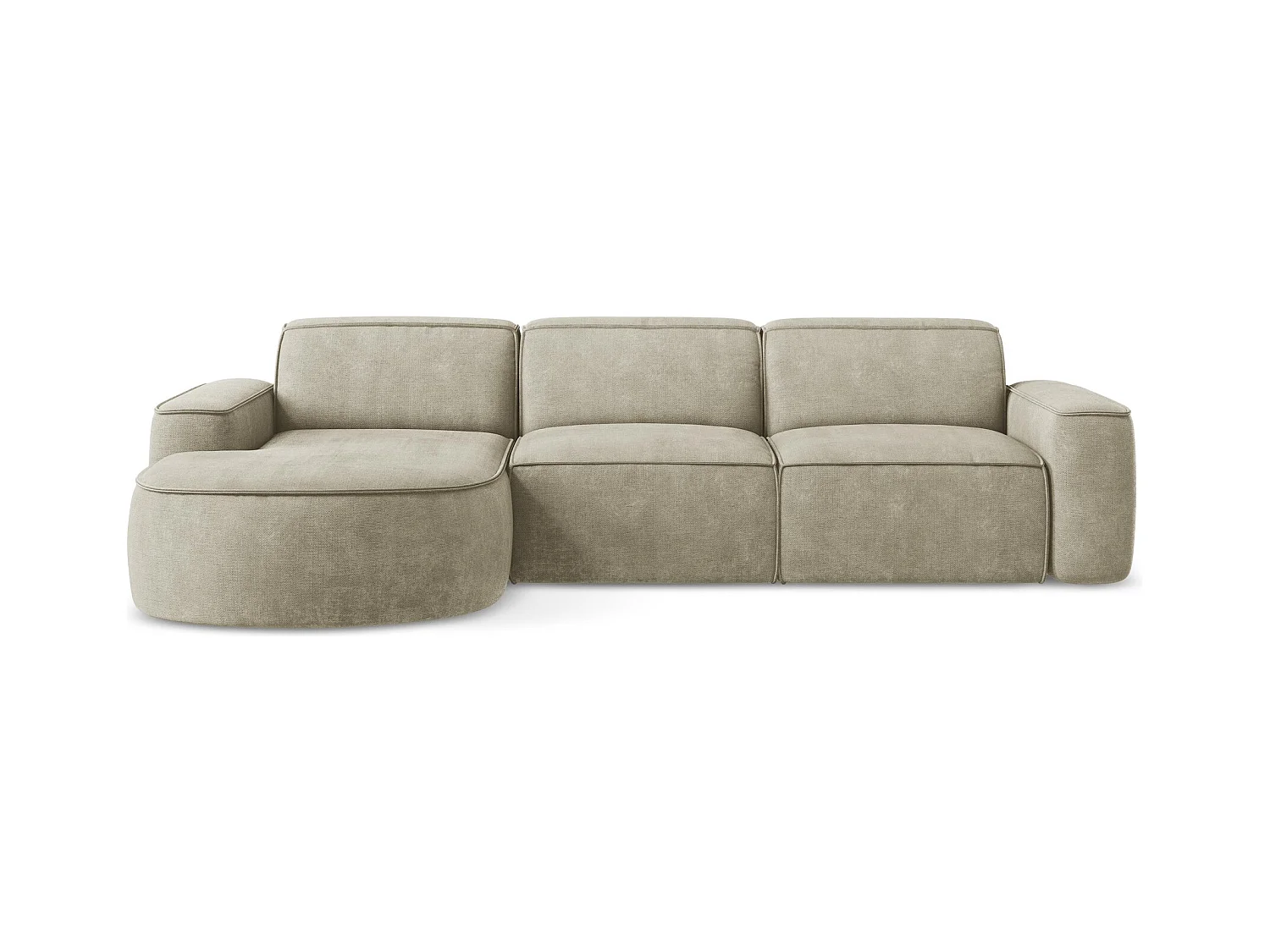 Canapé d'angle 3 places modulaire gauche en tissu chenille - beige - OMAO