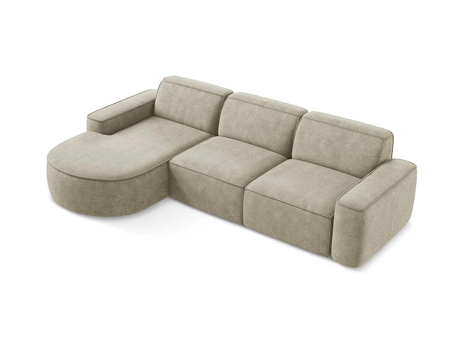 Canapé d'angle 3 places modulaire gauche en tissu chenille - beige - OMAO