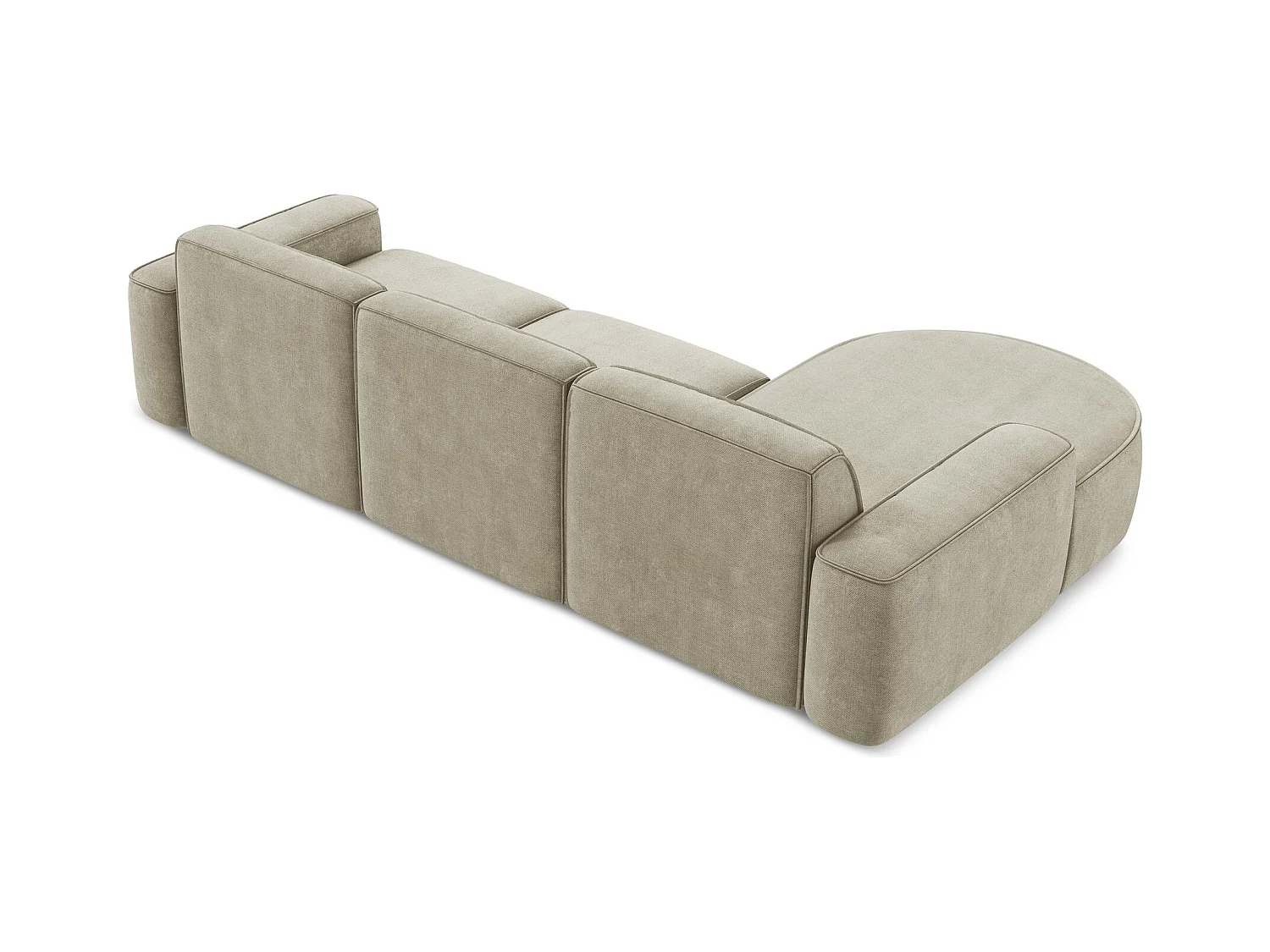 Canapé d'angle 3 places modulaire gauche en tissu chenille - beige - OMAO