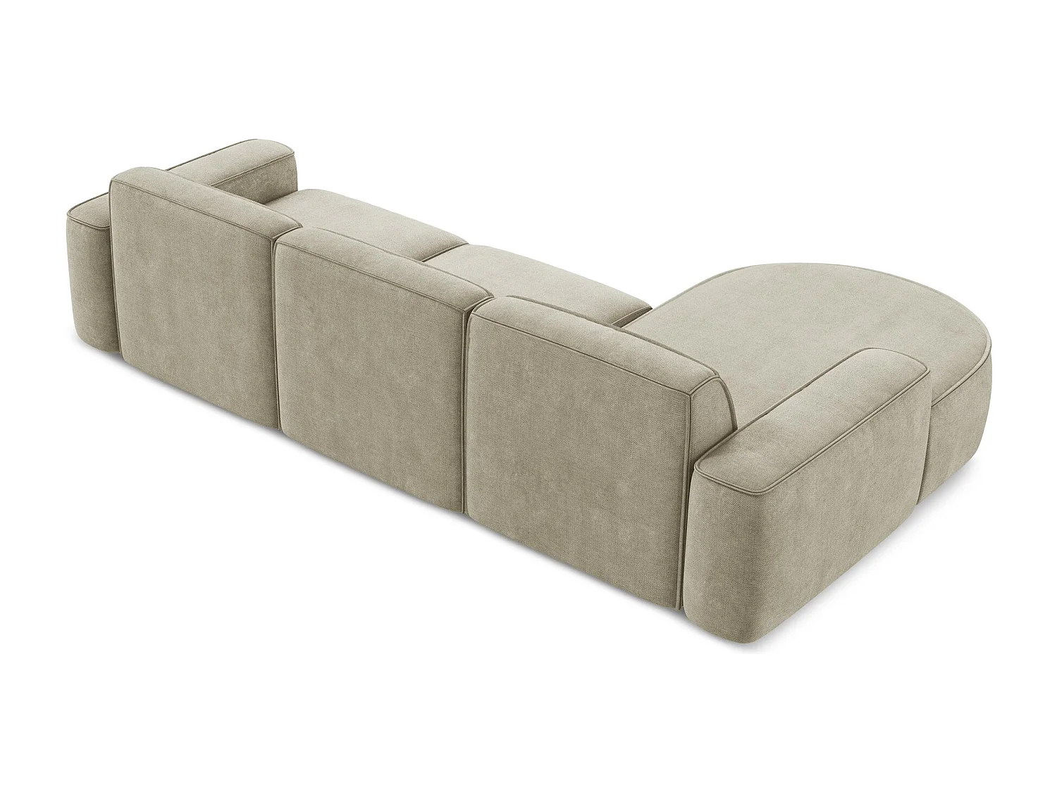 Canapé d'angle 3 places modulaire gauche en tissu chenille - beige - OMAO