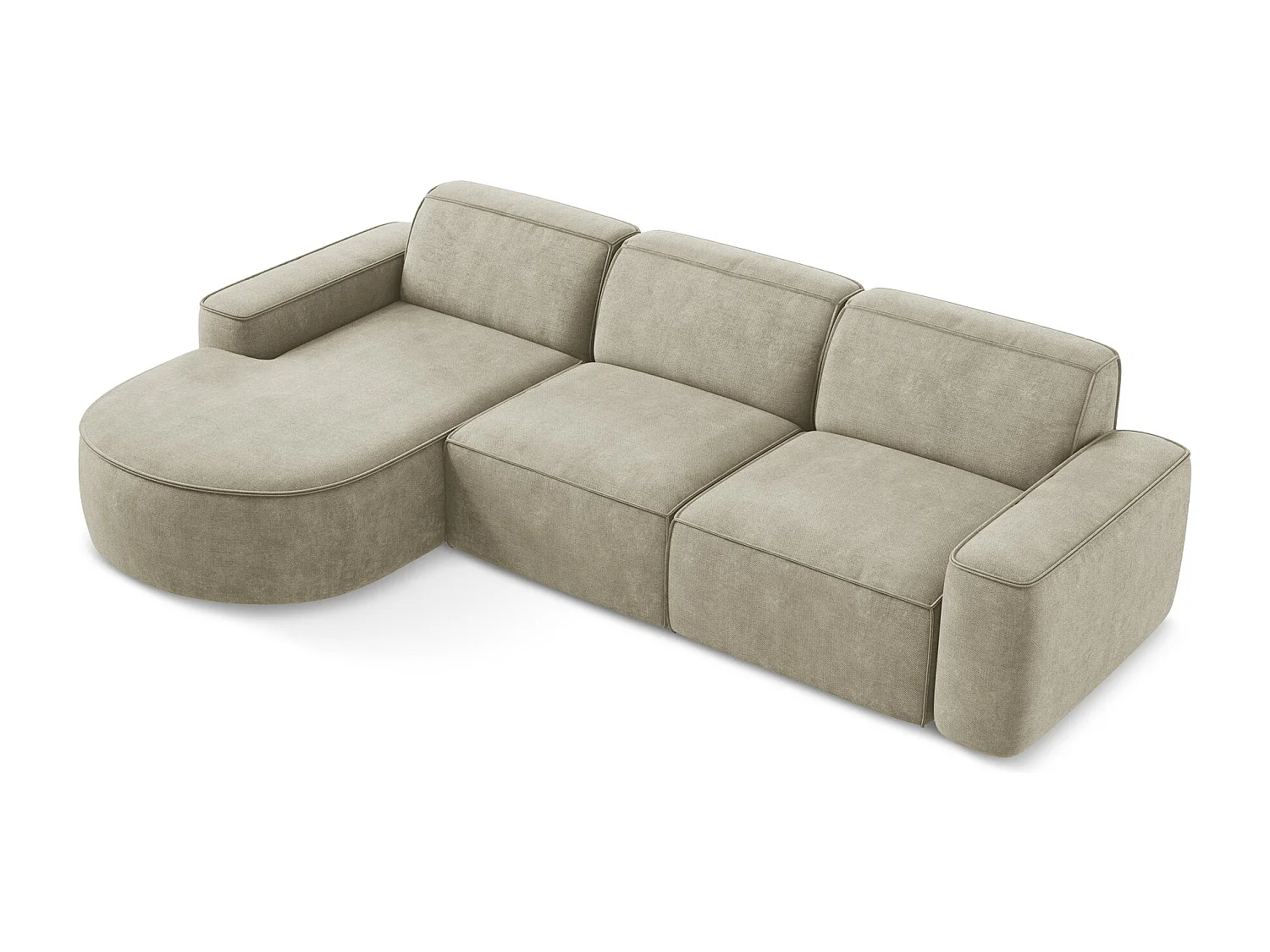 Modulaire hoekbank links van beige chenille stof - OMAO