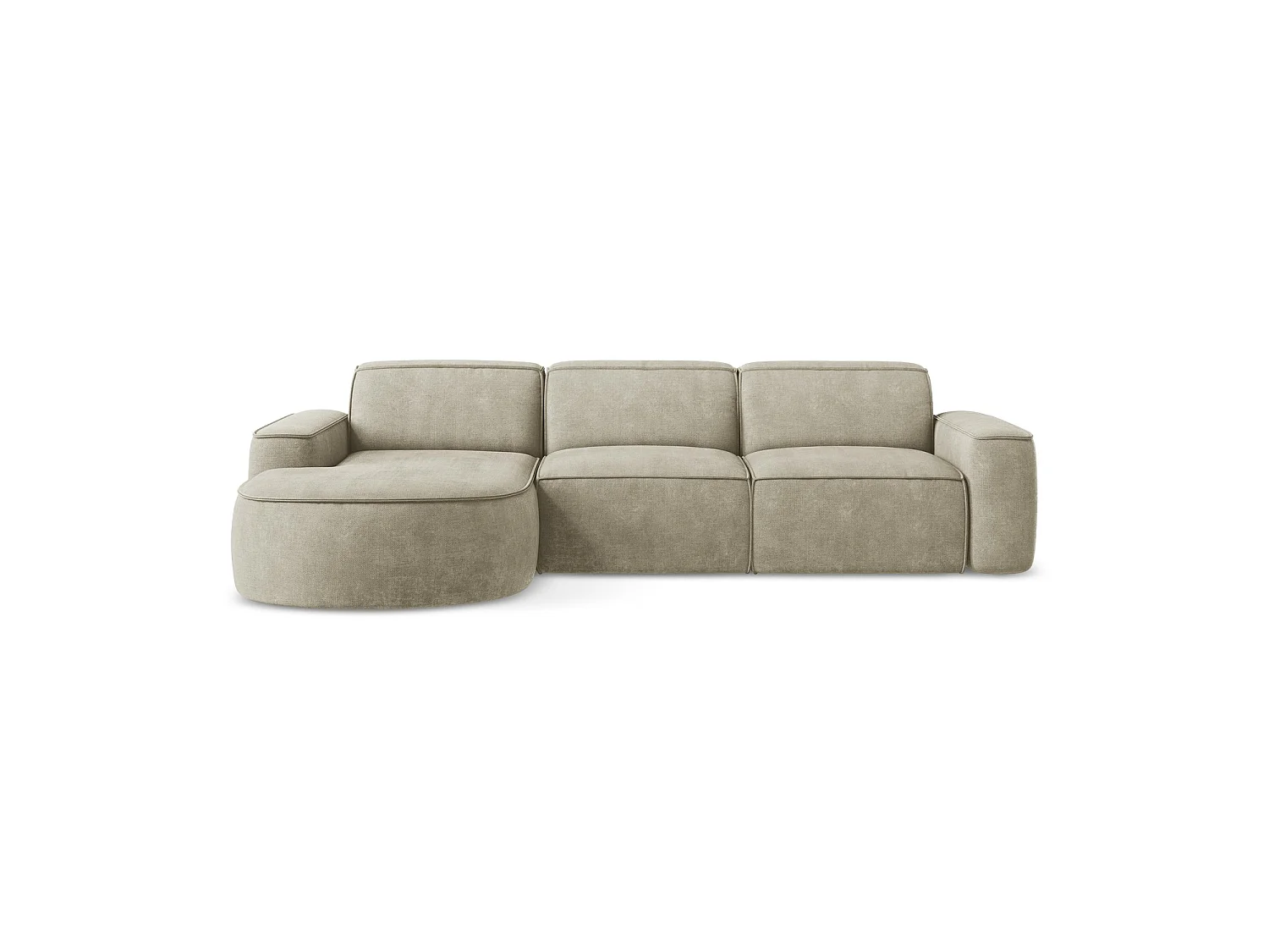 Canapé d'angle 3 places modulaire gauche en tissu chenille - beige - MELISSA