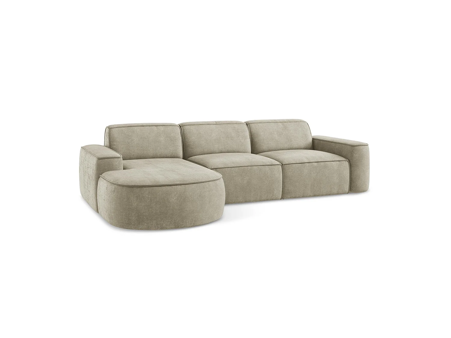Canapé d'angle 3 places modulaire gauche en tissu chenille - beige - MELISSA