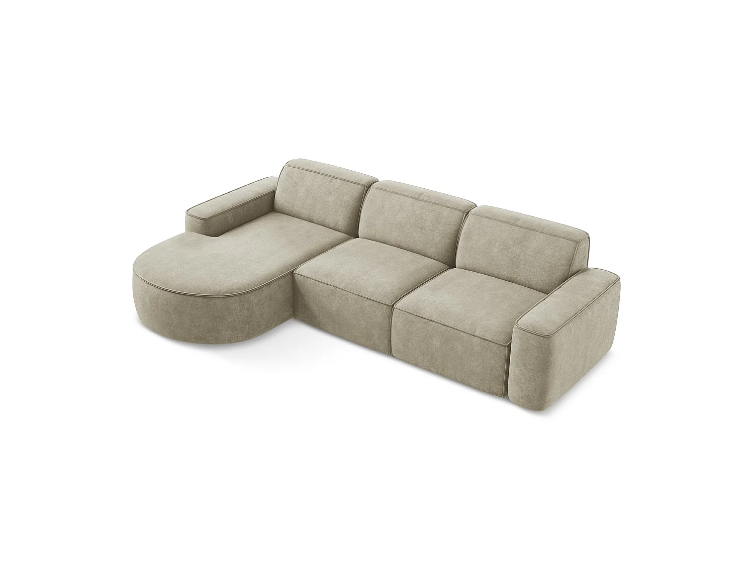 Canapé d'angle 3 places modulaire gauche en tissu chenille - beige - MELISSA