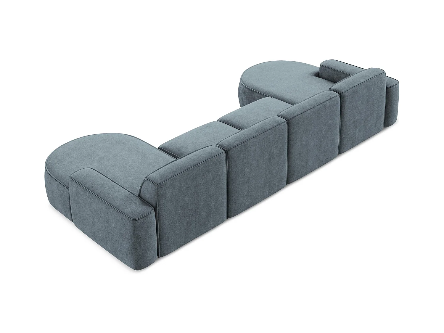 Canapé panoramique 4 places modulaire en tissu chenille - jeans - OMAO