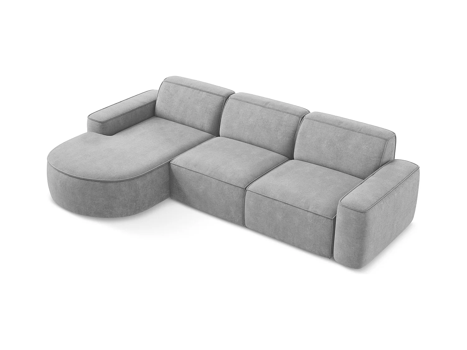 Canapé d'angle 3 places modulaire gauche en tissu chenille - gris clair - OMAO