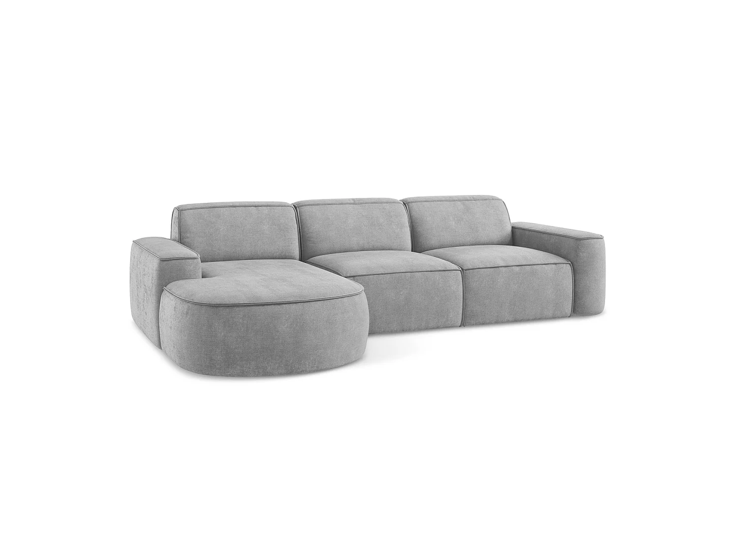 3-Sitzer Modulares Ecksofa - Ecke Links - Chenille - Hellgrau - MELISSA