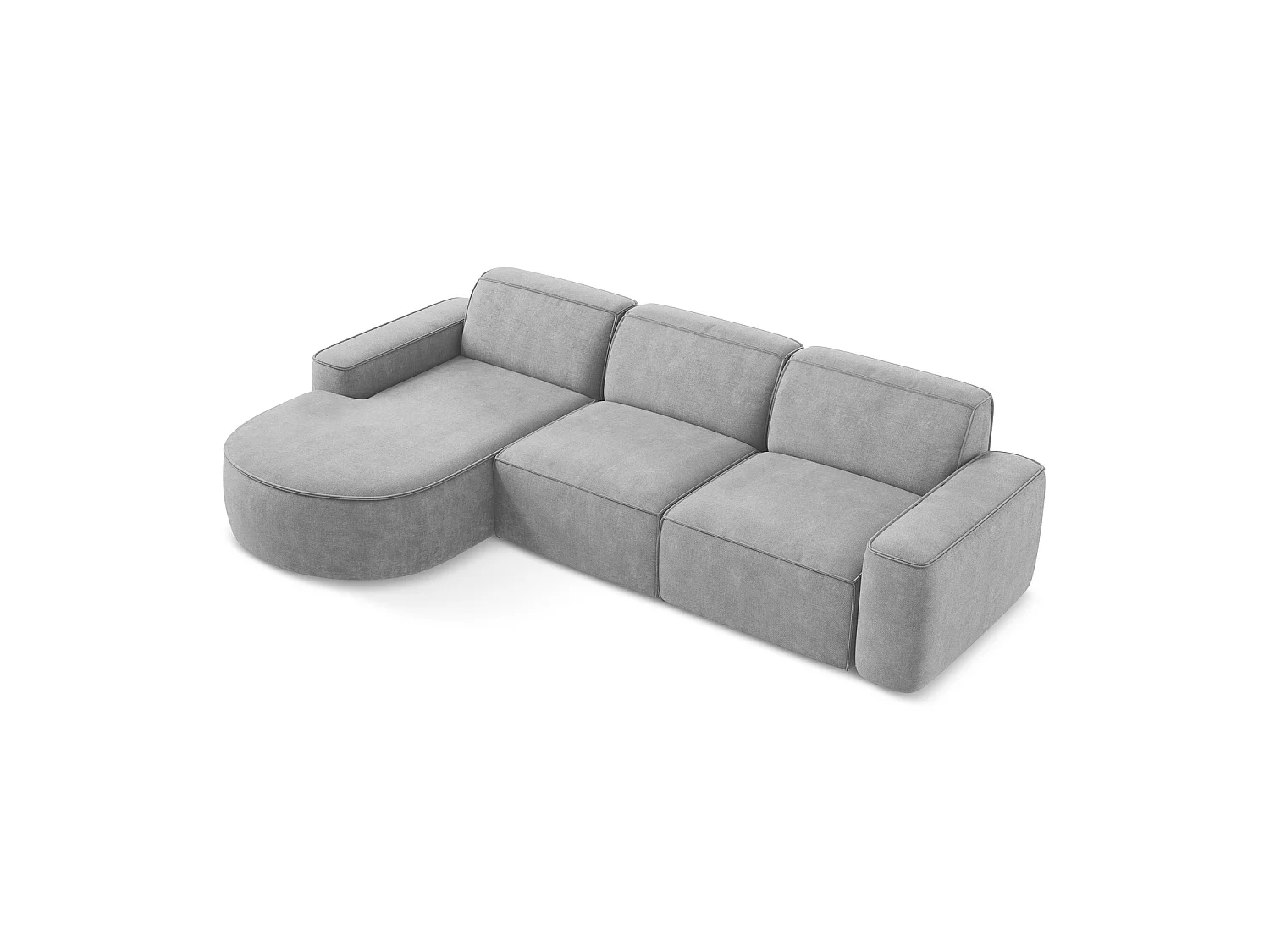 3-Sitzer Modulares Ecksofa - Ecke Links - Chenille - Hellgrau - MELISSA